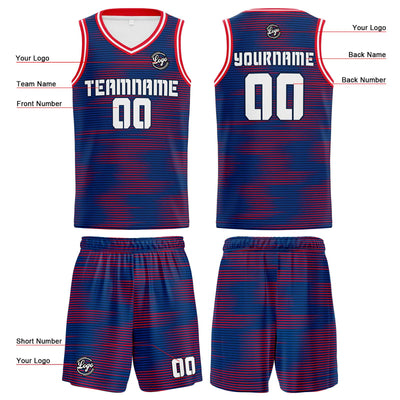 Custom Blue Red Basketball Jersey Uniform Suit Printed Your Logo Name Number enthsush