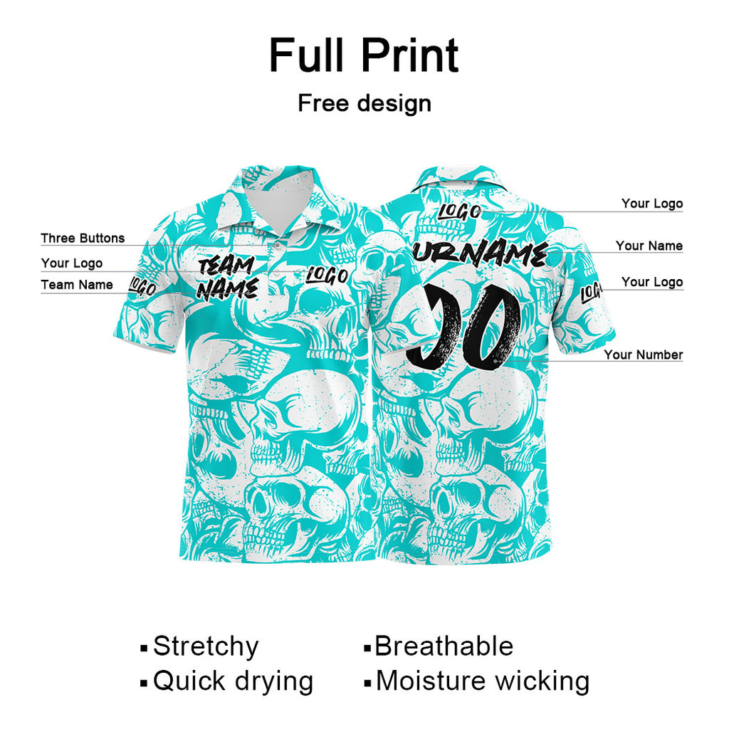 Custom Football Polo Shirts  Add Your Unique Logo/Name/Number Light Blue&White enthsush