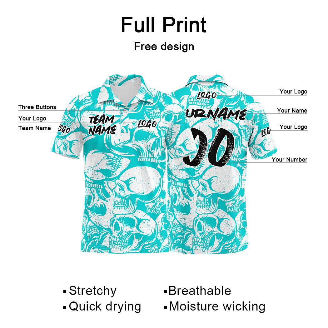 Custom Football Polo Shirts  Add Your Unique Logo/Name/Number Light Blue&White enthsush