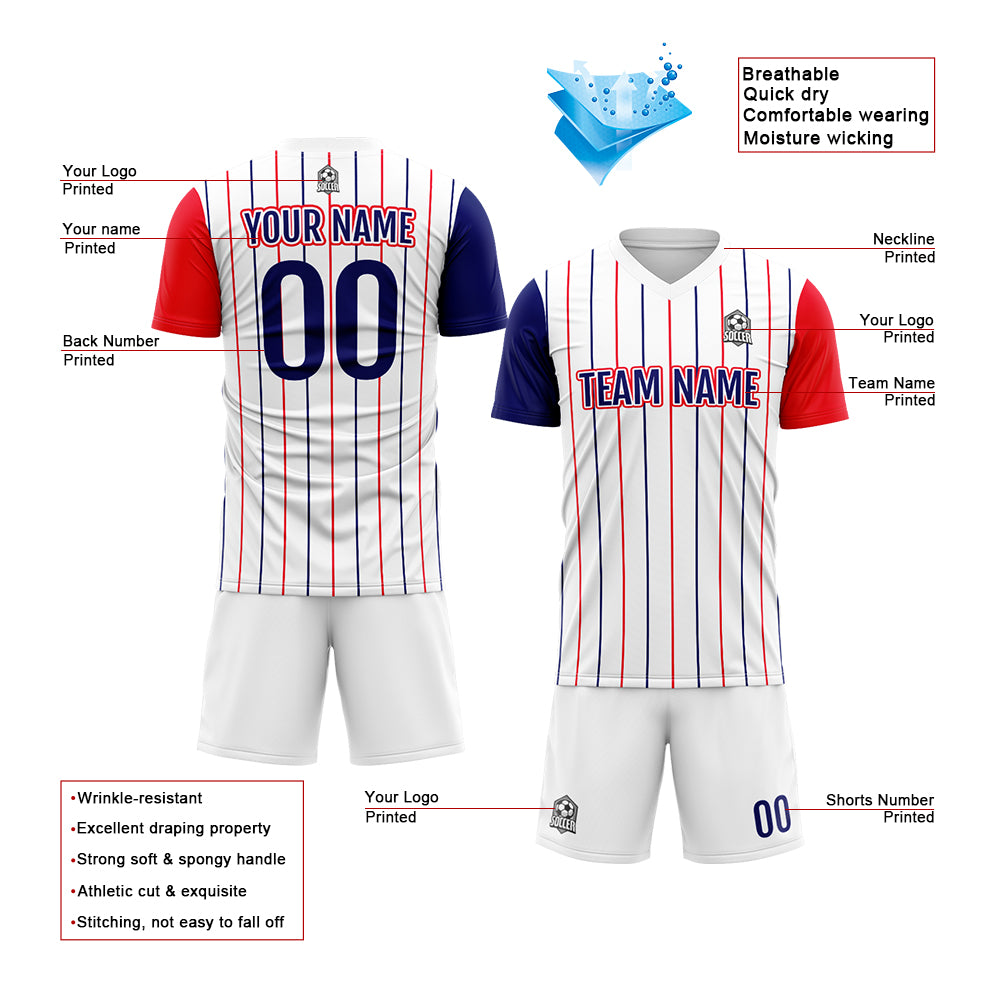 Custom Soccer Jerseys for Men Women Personalized Soccer Uniforms for Adult and Kid White-Red-Navy enthsush