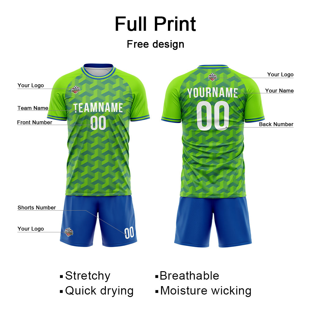 Custom Soccer Jerseys for Men Women Personalized Soccer Uniforms for Adult and Kid Green-Blue enthsush