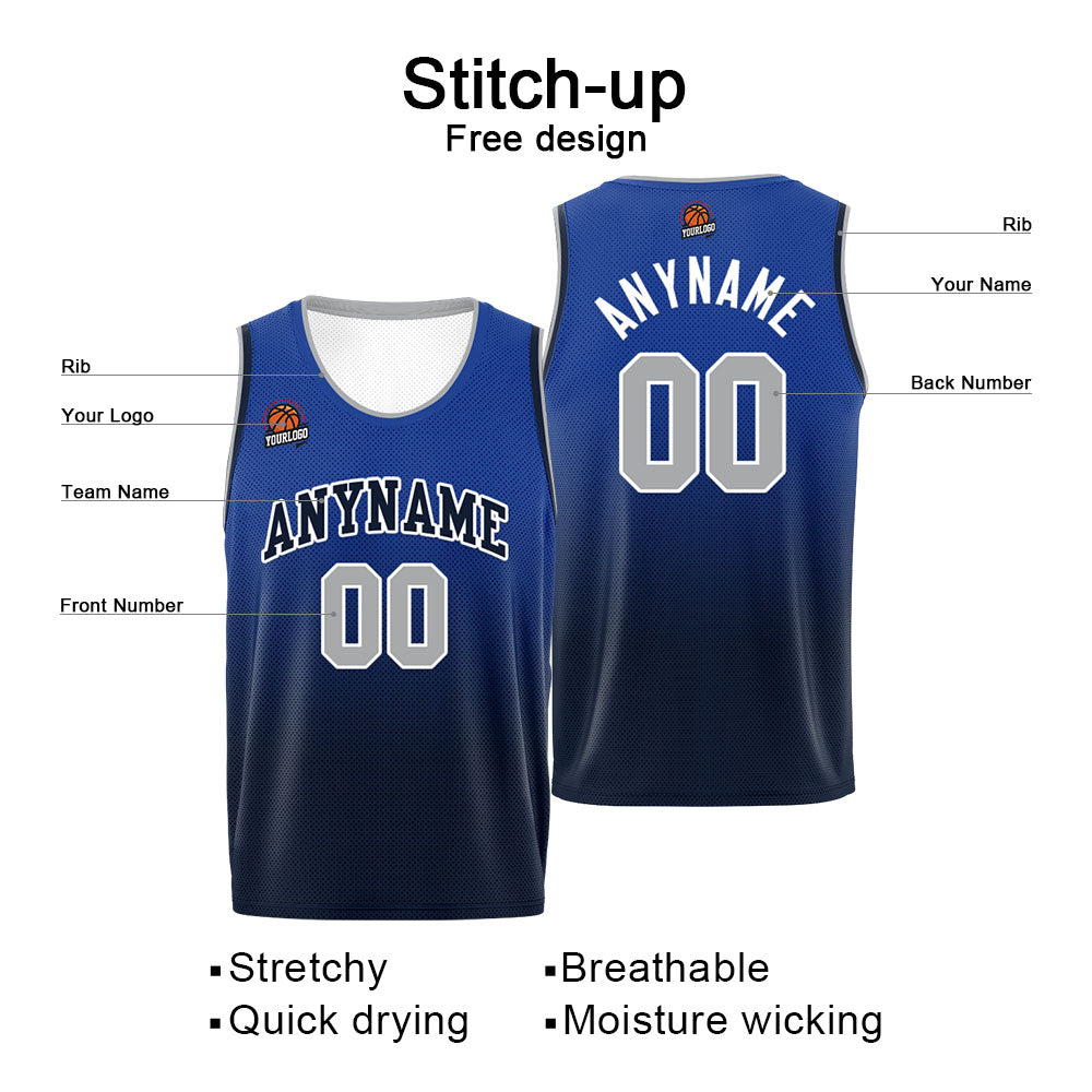 Custom Basketball Jersey Personalized Stitched Team Name Number Logo Royal&Navy enthsush