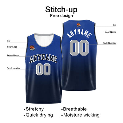 Custom Basketball Jersey Personalized Stitched Team Name Number Logo Royal&Navy enthsush