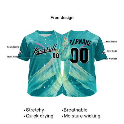 Custom Full Print Design Authentic Baseball Jersey Aqua enthsush
