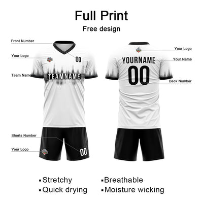Custom Soccer Jerseys for Men Women Personalized Soccer Uniforms for Adult and Kid White-Black enthsush