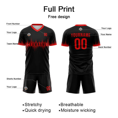 Custom Soccer Jerseys for Men Women Personalized Soccer Uniforms for Adult and Kid Black-Red enthsush