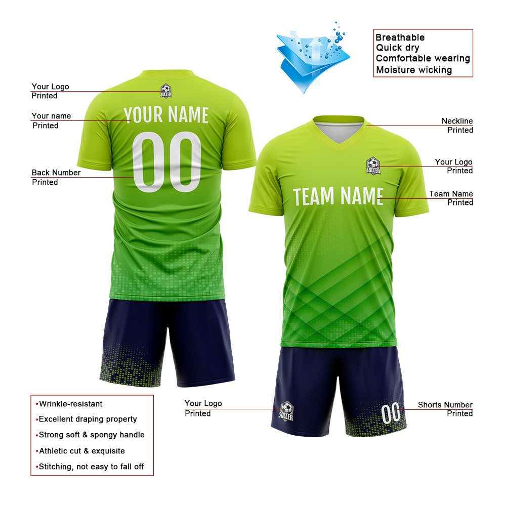 Custom Soccer Jerseys for Men Women Personalized Soccer Uniforms for Adult and Kid Green&Navy enthsush