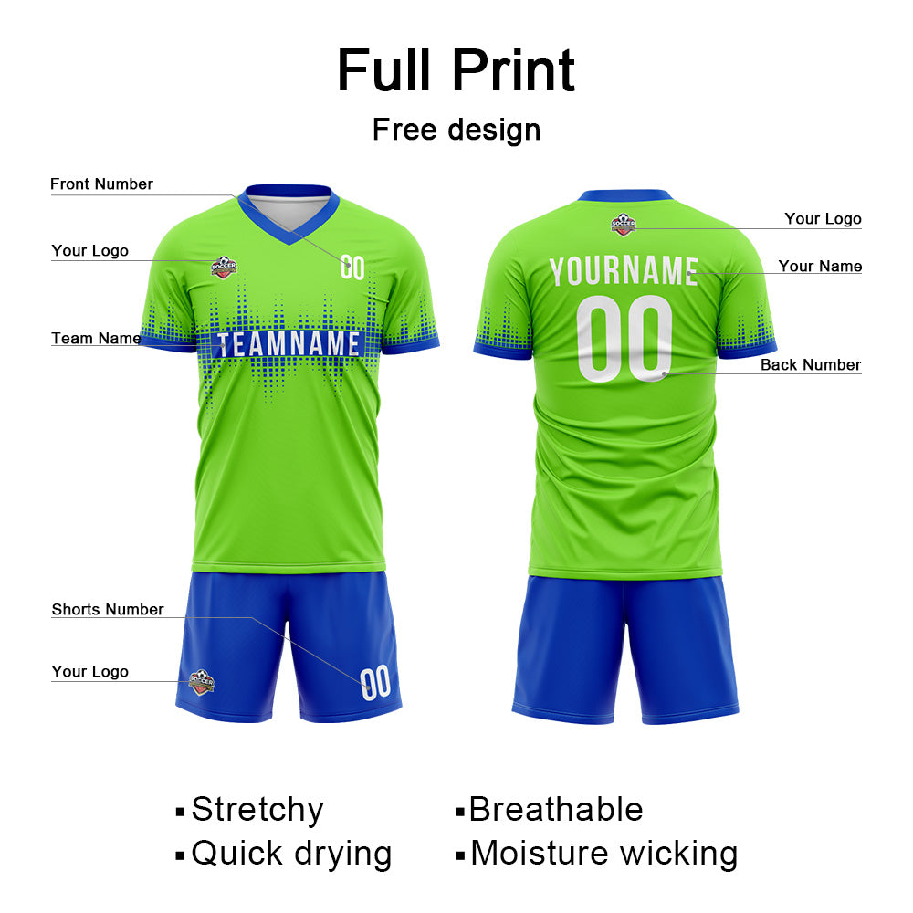 Custom Soccer Jerseys for Men Women Personalized Soccer Uniforms for Adult and Kid Green-Blue enthsush