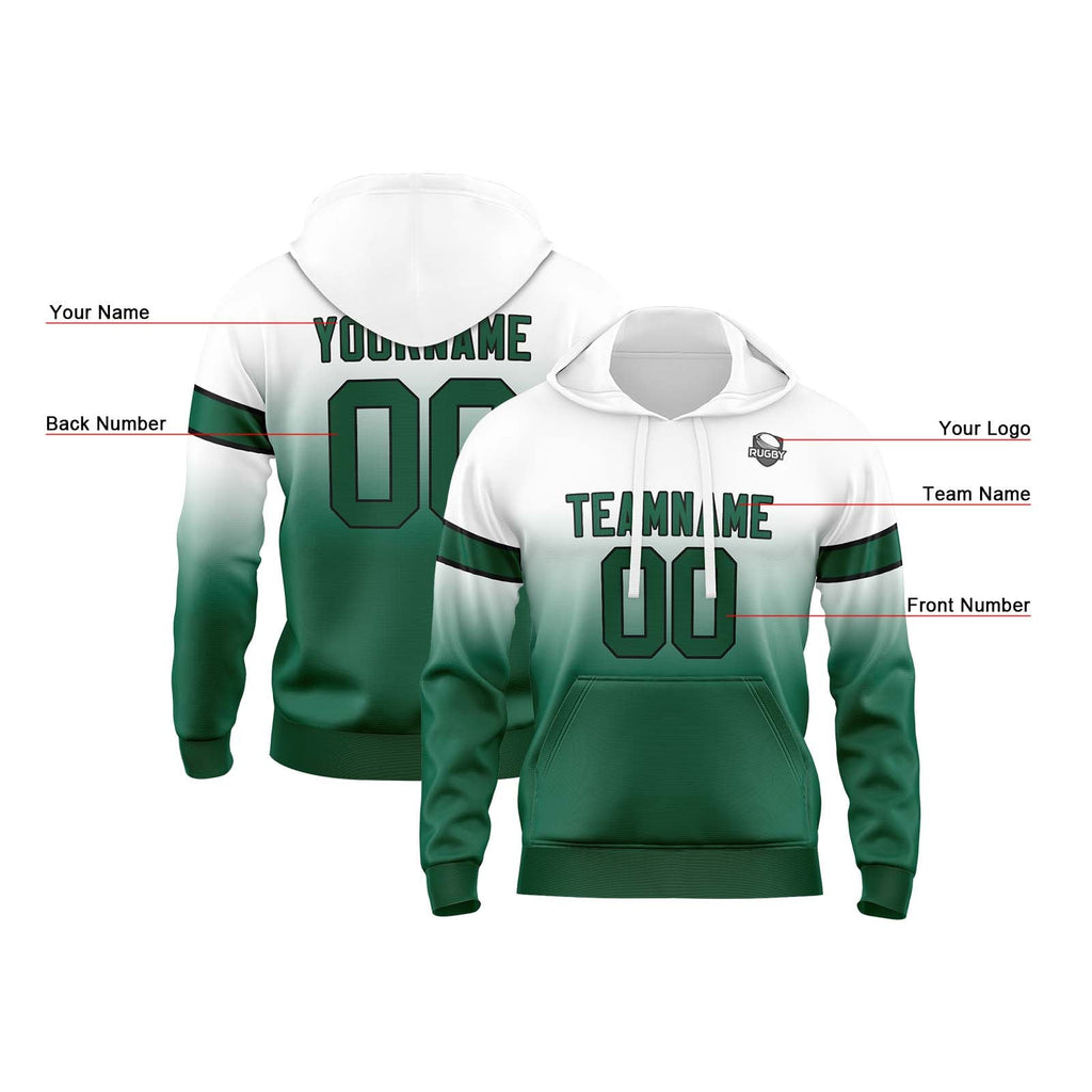 Custom Gradient Hoodie For Man Woman Girl Boy Print Your Logo Name Number White&Green enthsush