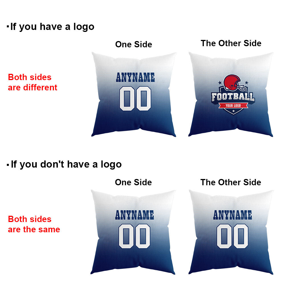 Custom Football Throw Pillow for Men Women Boy Gift Printed Your Personalized Name Number Royal&Gray&White enthsush