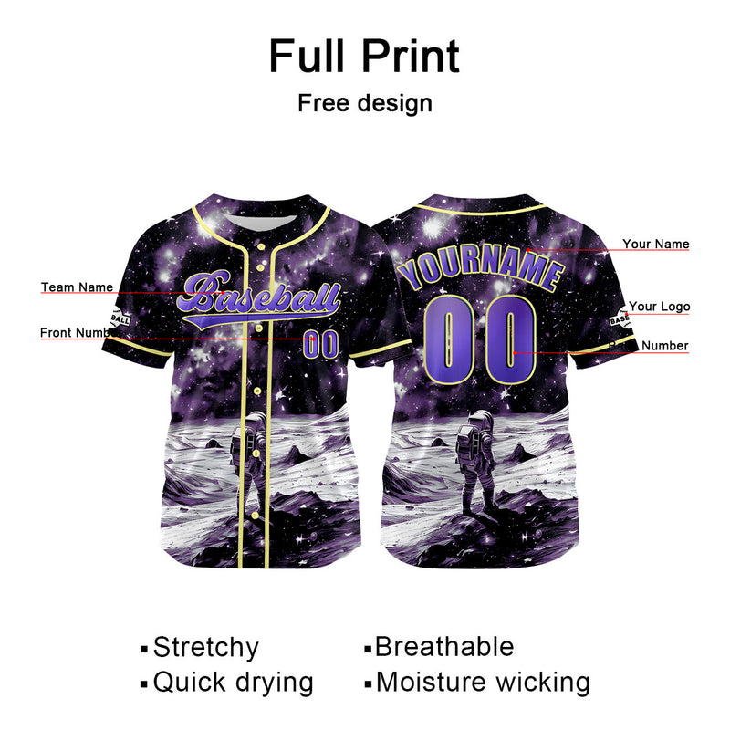 Custom Yellow Purple Jersey Personalized Baseball Shirt for Men Women Kids Youth