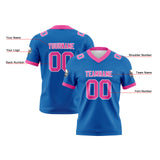 Custom Blue Pink Football Jersey Personalized Football Shirts for Men Women  Printed Team Name Number Logo