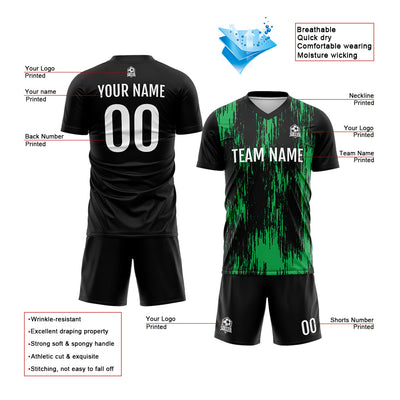 Custom Soccer Jerseys for Men Women Personalized Soccer Uniforms for Adult and Kid Green-Black enthsush