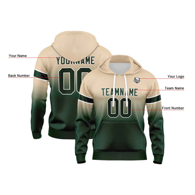 Custom Gradient Sweatshirt Hoodie For Man Woman Girl Boy Print Your Logo Name Number Khaki&Dark Green enthsush