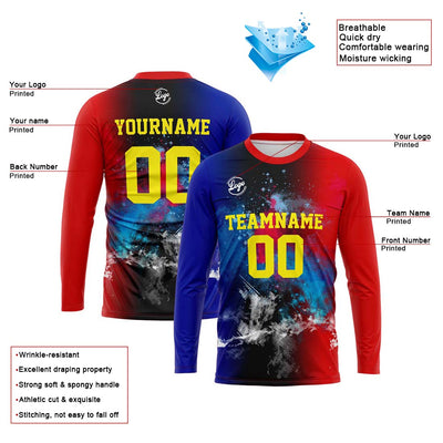 Custom Basketball Soccer Football Shooting Long T-Shirt for Adults and Kids Royal&Red enthsush
