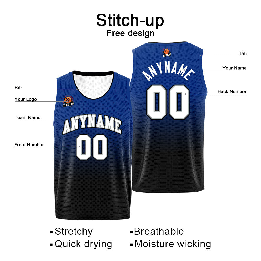 Custom Basketball Jersey Personalized Stitched Team Name Number Logo Black&Royal enthsush