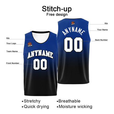 Custom Basketball Jersey Personalized Stitched Team Name Number Logo Black&Royal enthsush