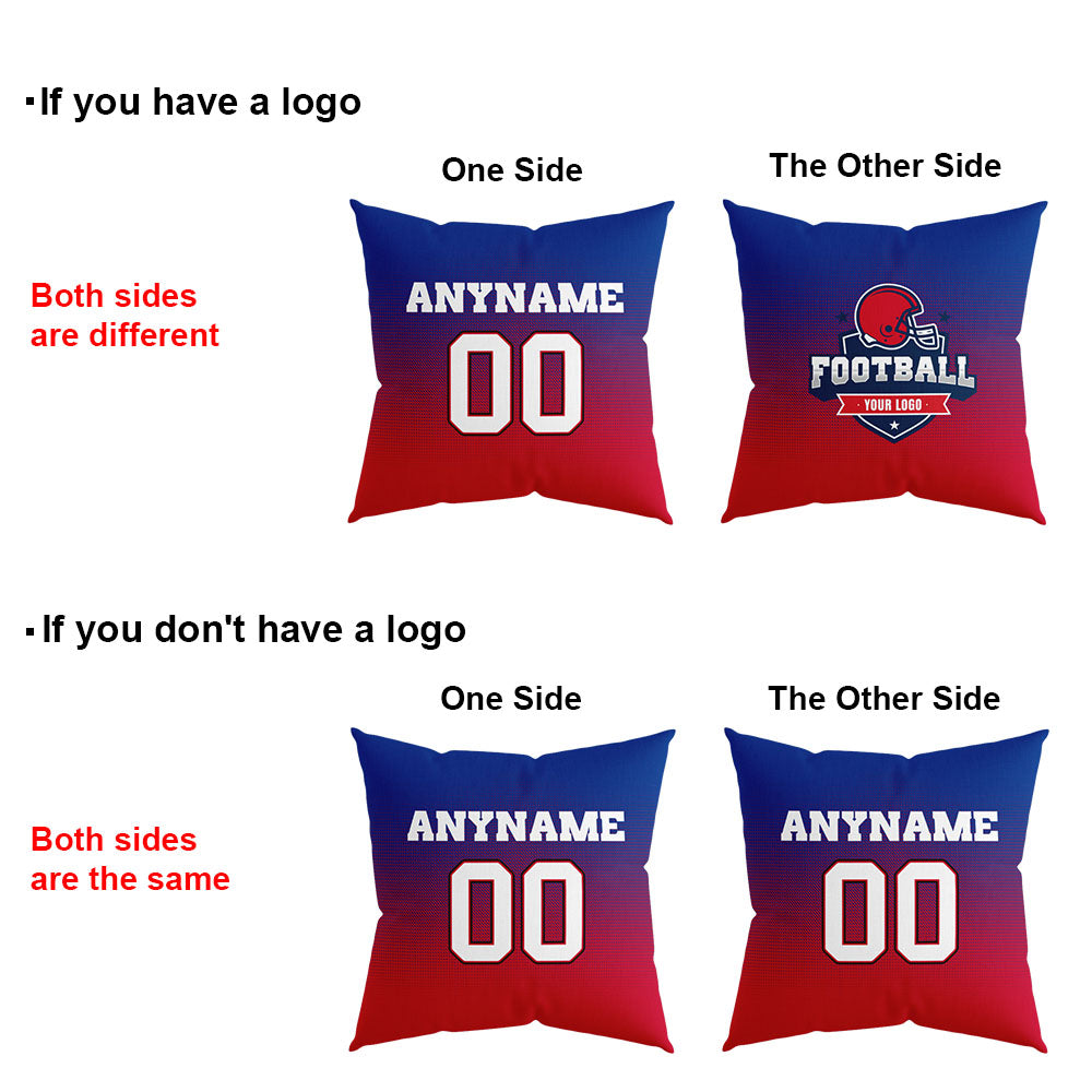 Custom Football Throw Pillow for Men Women Boy Gift Printed Your Personalized Name Number Royal&Red&White enthsush