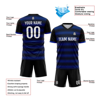 Custom Soccer Jerseys for Men Women Personalized Soccer Uniforms for Adult and Kid Black-Royal enthsush