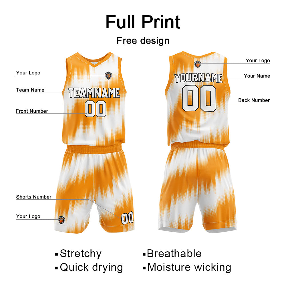 Custom Orange Reversible Basketball Suit for Adults and Kids Personalized Jersey enthsush