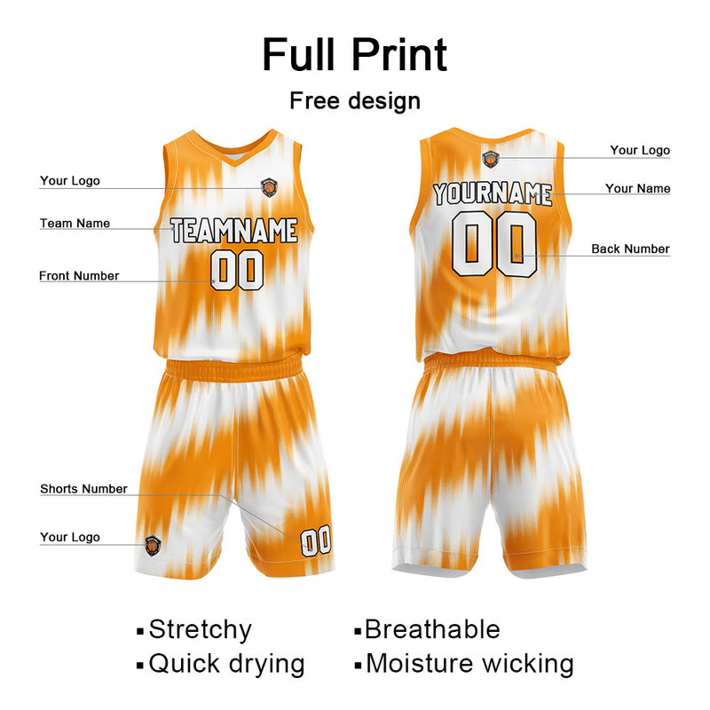 Custom Orange Reversible Basketball Suit for Adults and Kids Personalized Jersey