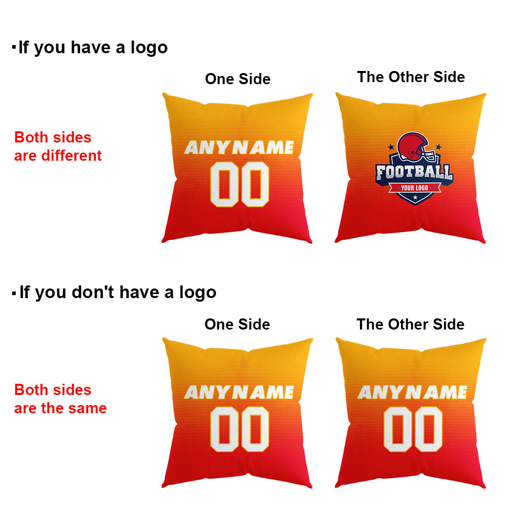 Custom Football Throw Pillow for Men Women Boy Gift Printed Your Personalized Name Number Red&Yellow&White enthsush