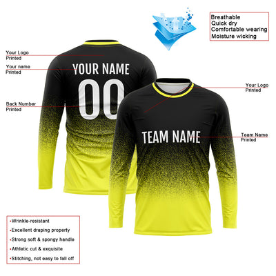 Custom Basketball Soccer Football Shooting Long T-Shirt for Adults and Kids Black-Yellow enthsush