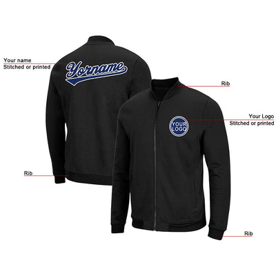 Custom Long Sleeve Windbreaker Jackets Uniform Printed Your Logo Name Number Black-Royal-White enthsush