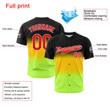 Custom Full Print Design Authentic Baseball Jersey Black-Yellow-Neon Green