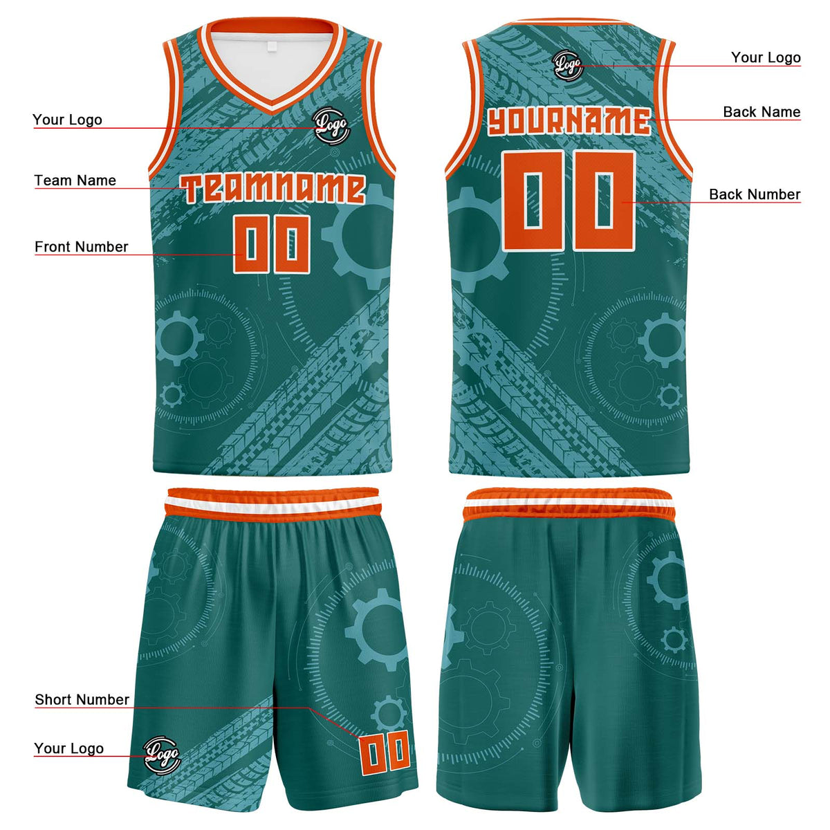 Custom Pine Green Basketball Jersey Uniform Suit Printed Your Logo Name Number enthsush
