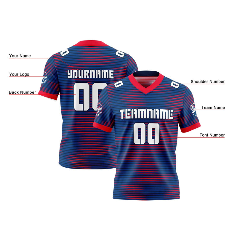 Custom Blue Red Reversible Gradient Football Jersey Personalized Football Shirts for Men Women  Printed Team Name Number Logo