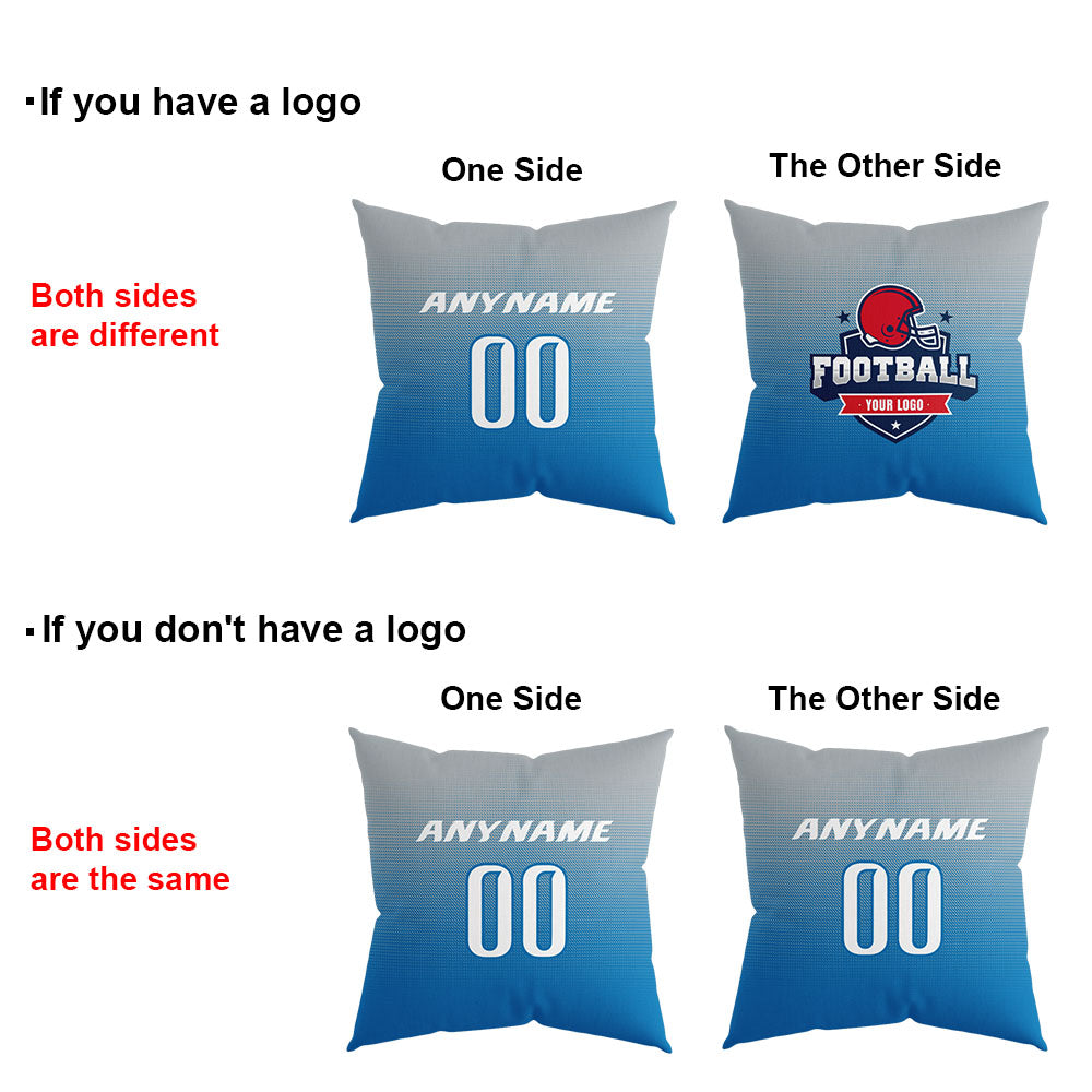 Custom Football Throw Pillow for Men Women Boy Gift Printed Your Personalized Name Number Blue&Gray&White enthsush