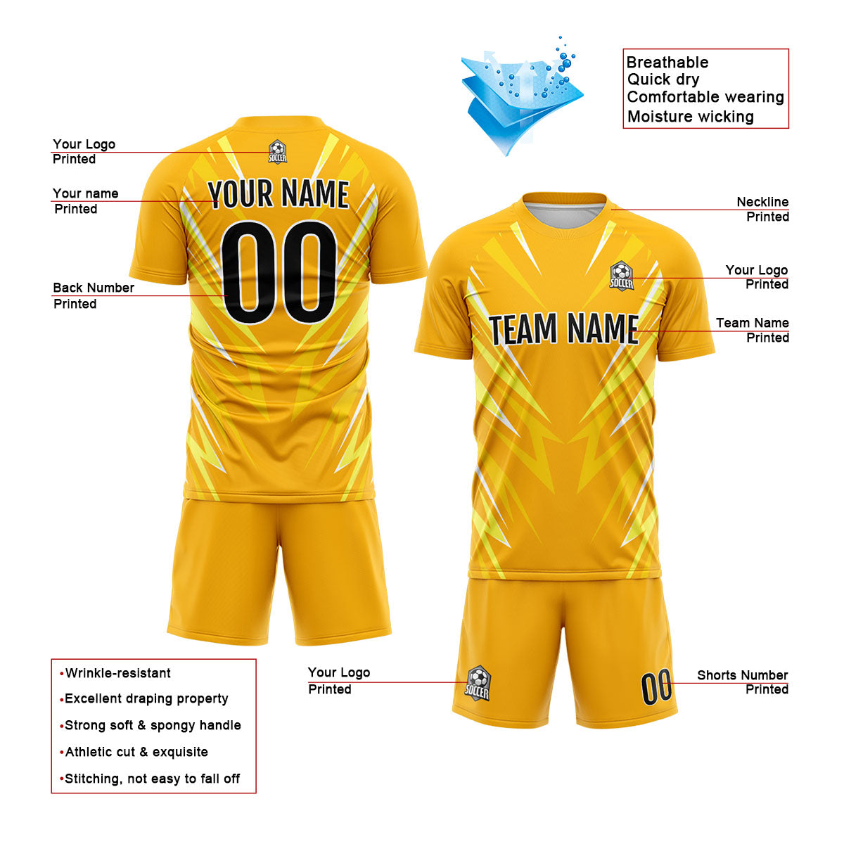 Custom Orange Soccer Jerseys for Men Women Personalized Soccer Uniforms for Adult and Kid enthsush