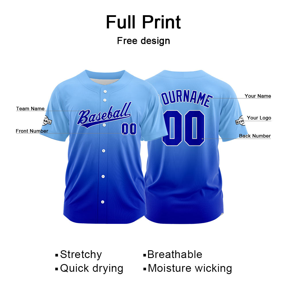 Custom Full Print Design Authentic Baseball Jersey blue gradient enthsush