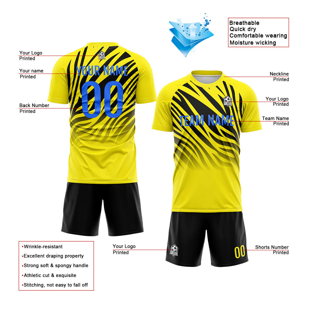 Custom Soccer Jerseys for Men Women Personalized Soccer Uniforms for Adult and Kid Yellow&Black enthsush