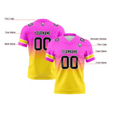 Custom Pink&Yellow Gradient Football Jersey Personalized Football Shirts for Men Women  Printed Team Name Number Logo