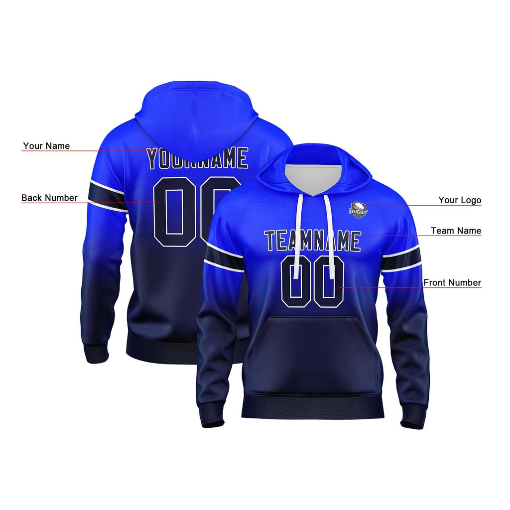 Custom Gradient Hoodie For Man Woman Girl Boy Print Your Logo Name Number Royal&Navy enthsush
