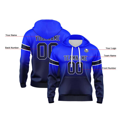 Custom Gradient Hoodie For Man Woman Girl Boy Print Your Logo Name Number Royal&Navy enthsush