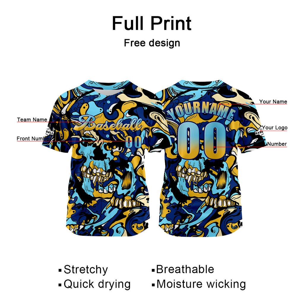 Custom Blue Orange Jersey Personalized Baseball Shirt for Men Women Kids Youth enthsush