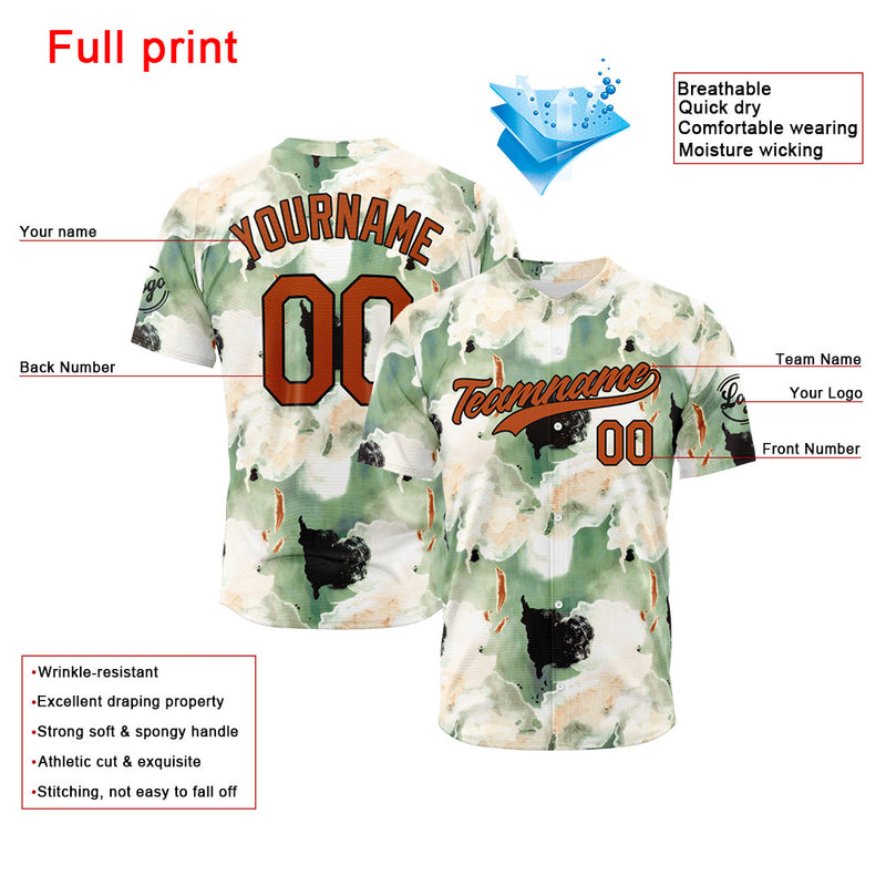 Custom Full Print Design Authentic Baseball Jersey Greyish green