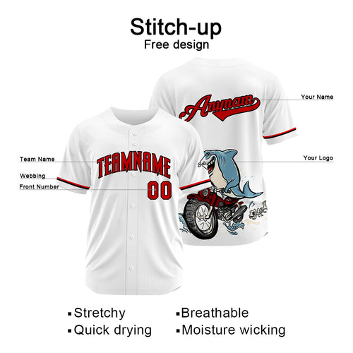 Custom Baseball Uniforms High-Quality for Adult Kids Optimized for Performance Motor shark-White enthsush