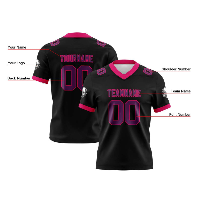 Custom Black White Purple Reversible Gradient Football Jersey Personalized Football Shirts for Men Women  Printed Team Name Number Logo