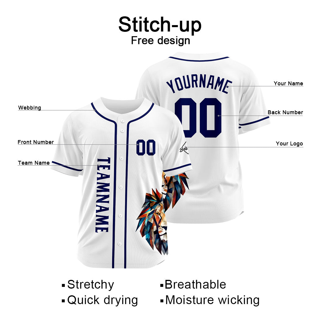 Custom Baseball Uniforms High-Quality for Adult Kids Optimized for Performance White enthsush