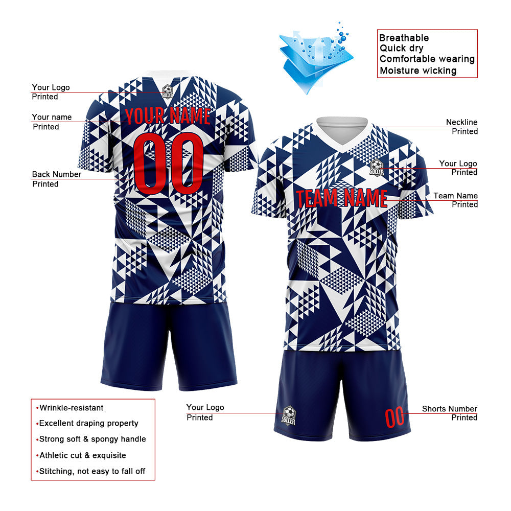 Custom Soccer Jerseys for Men Women Personalized Soccer Uniforms for Adult and Kid Light Navy-White enthsush