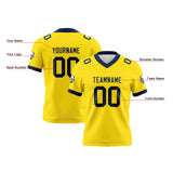 Custom Yellow Navy Football Jersey Personalized Football Shirts for Men Women  Printed Team Name Number Logo