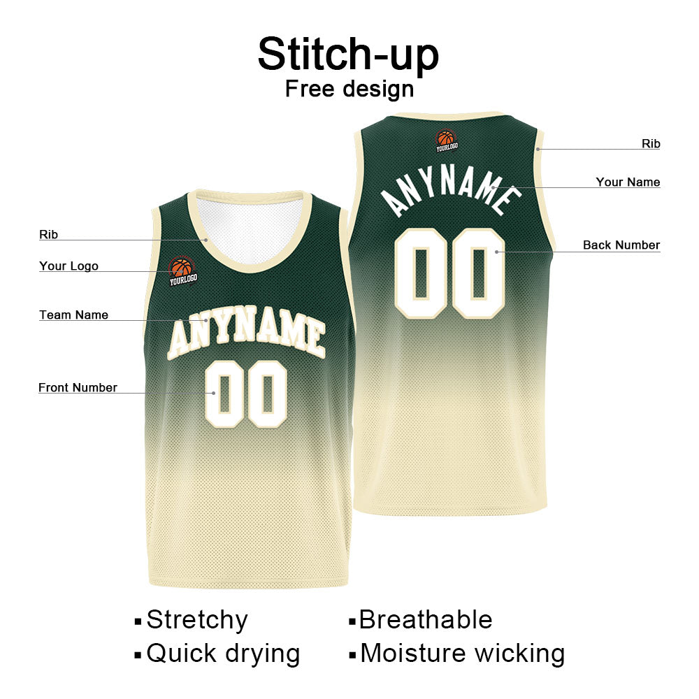 Custom Basketball Jersey Personalized Stitched Team Name Number Logo Green&Cream enthsush