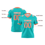 Custom Cyan Pink Football Jersey Personalized Football Shirts for Men Women  Printed Team Name Number Logo