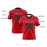 Custom Red Black Football Jersey Personalized Football Shirts for Men Women  Printed Team Name Number Logo