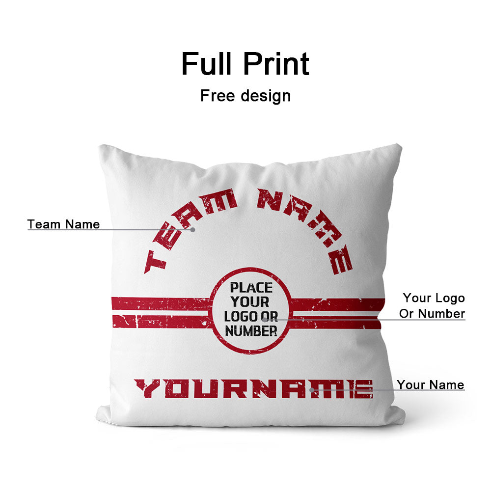 Custom Football Throw Pillow for Men Women Boy Gift Printed Your Personalized Name Number Black & White &  Red enthsush