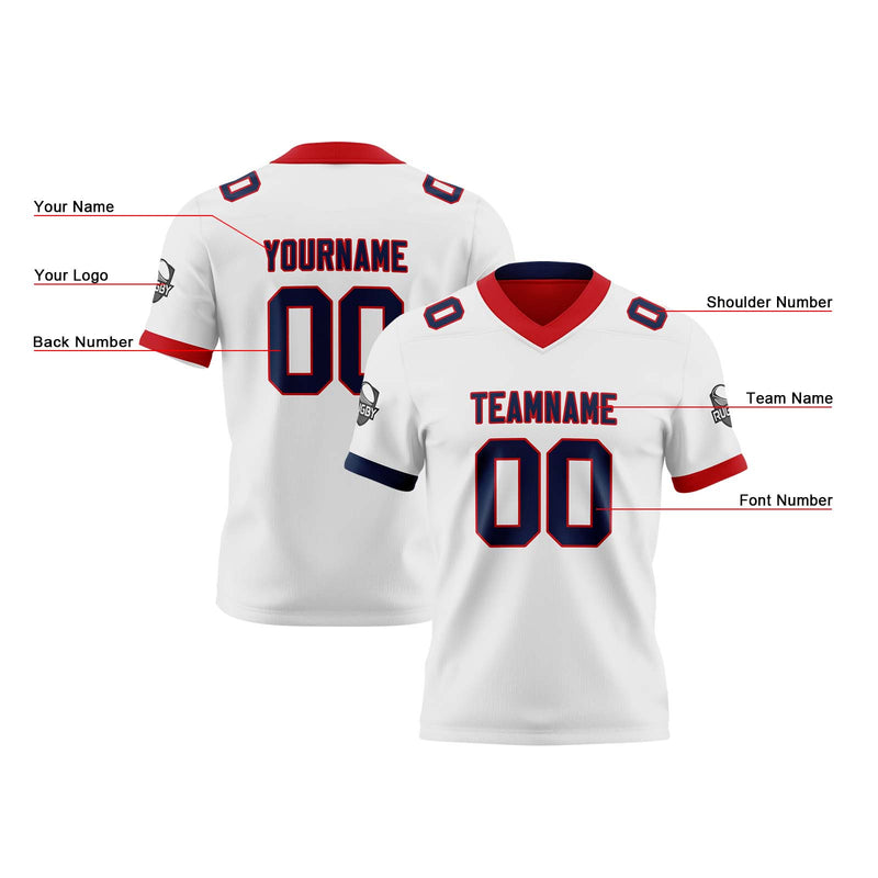 Custom White Red Navy Reversible Gradient Football Jersey Personalized Football Shirts for Men Women  Printed Team Name Number Logo